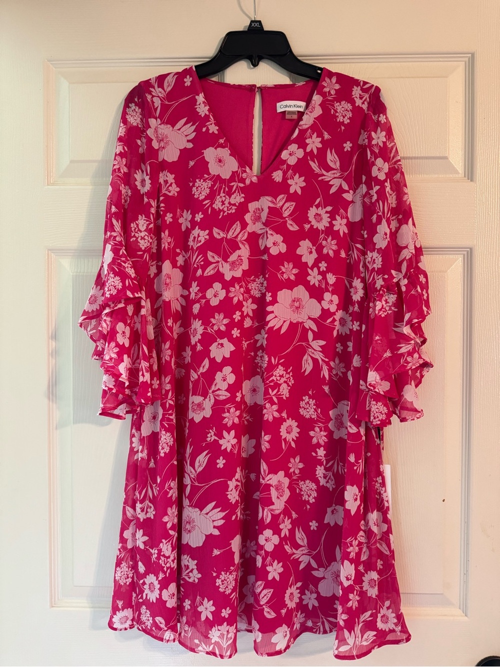 Calvin Klein Pink Floral V-Neck Dress